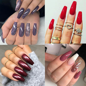600pcs/Bag Ballerina Nail Art Tips Transparent / Natural False Coffin Nails Art Tips Flat Shape Full Cover Manicure Fake Nail Tips